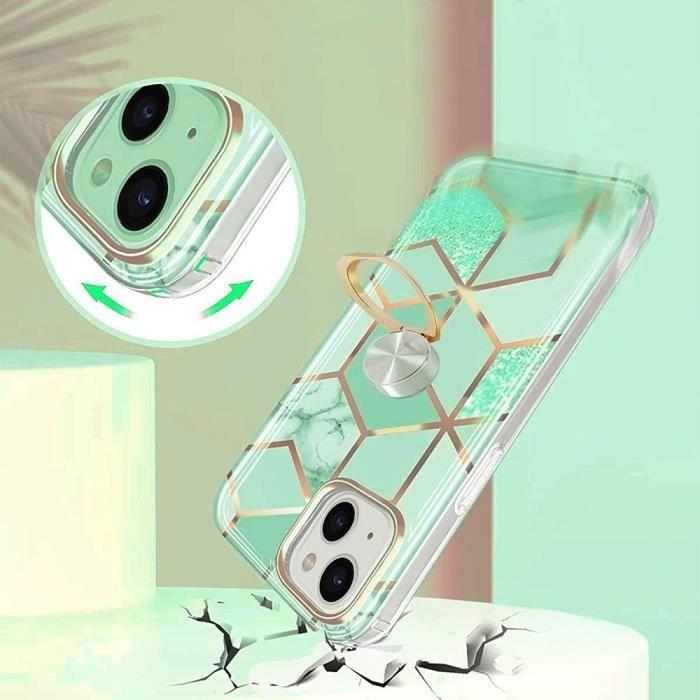 Coque - Xiaomi - Redmi Note 12 5G - Antichoc - Turquoise - Anneau rotatif 360°