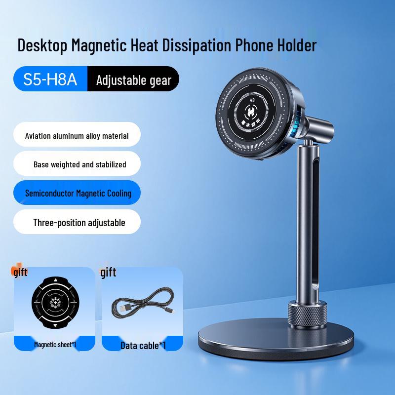 Adjustable Aluminum Desktop Phone Holder with Weighted Base and Rotating Universal Ball Head