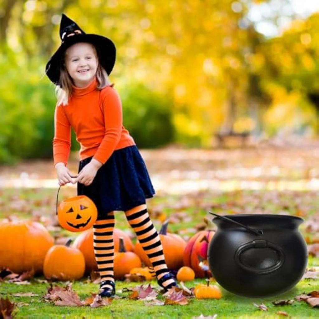 Украшение для вечеринки в честь Хэллоуина Ведьма с легким горшком и туманом Украшение пластиковой чаши Украшение ведра для конфет