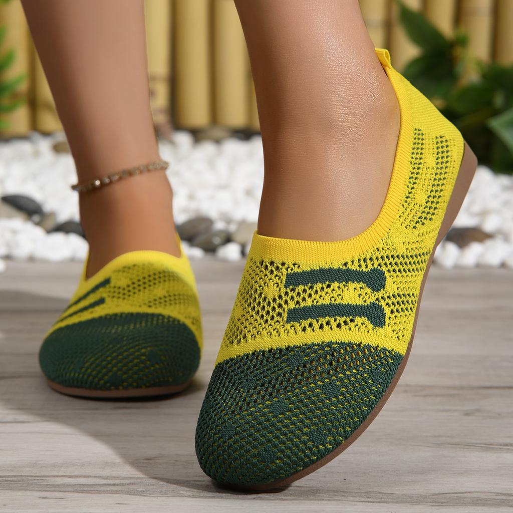 2025 Direct Sales Fly-woven Hollow Breathable One-pedal Round Head Soft-soled Doudou Shoes Women's Autumn Commuting Is Not Tired of Single Shoes