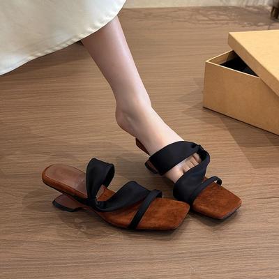 2025 новый летний нишевый высококлассный французский сказочный стиль шлепанцы на одном слове женственность высокие каблуки сандалии уличная обувь женщины