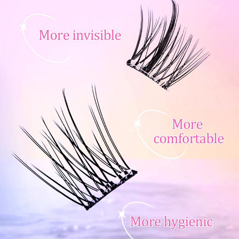 10 рядов накладных ресниц большой вместимости без клея, одиночные пучки 11-12 мм, C-изгиб, натуральные самоклеящиеся накладные ресницы