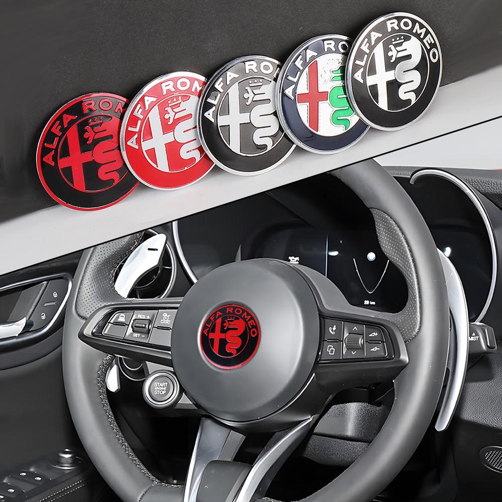 For Alfa Romeo 2026 Hot Sticker 40MM Car Steering Wheel Badge Interior Central Console Knob Decals Accessories For Alfa Romeo Gi
