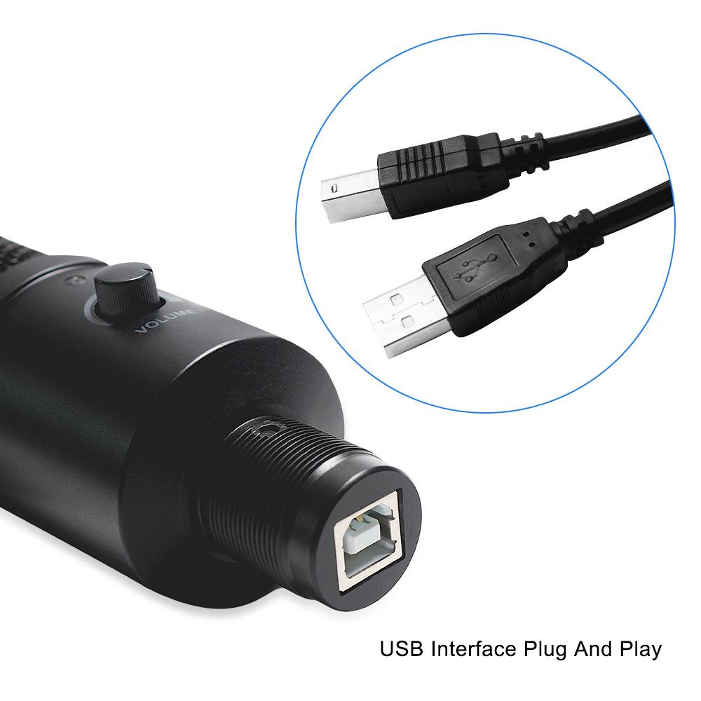 USB-конденсаторный микрофон с функцией шумоподавления для записи корейских песен, потоковой передачи в реальном времени и совместимости с мобильными устройствами и настольными компьютерами