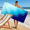Blue Gradient Wave Pattern Design Beach towel quick-drying for travel outdoor sports jogging beach and swimming