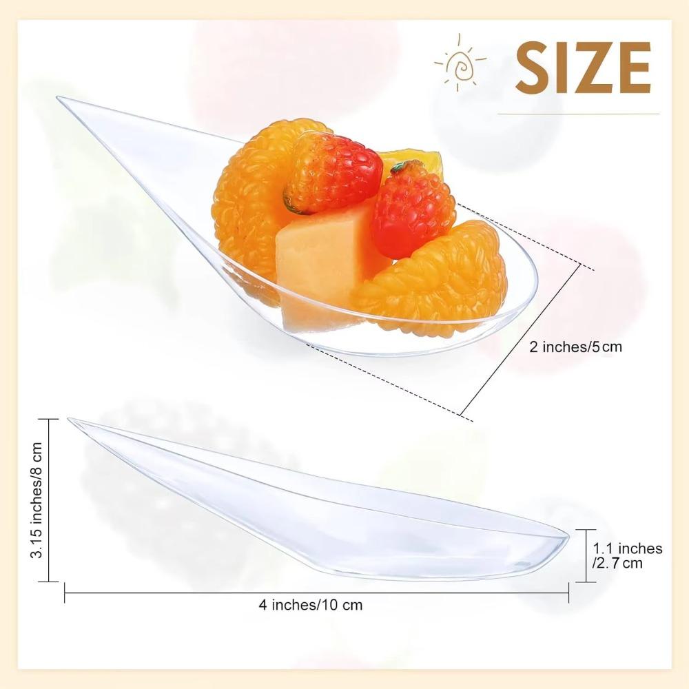 50Pcs Tear Drop Tasting Spoons Plates Reusable Ice Cream Cup for Catering Party Supplies