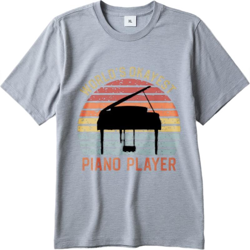 Workout Unisex Crew Neck Tshirt Graphic Worlds Okayest Piano Player Sunset Design Everyday Unisex Teeshirt Male Tshirt Brand Top Tee
