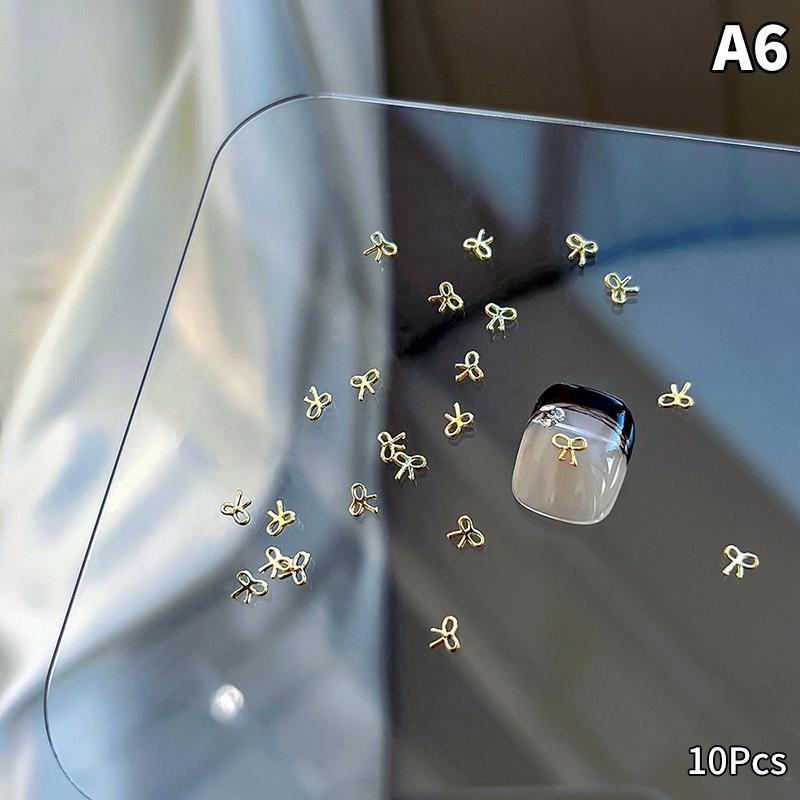 10 шт. роскошных кавайных бантиков для ногтей, 3D японский сплав, галстук-бабочка, украшения для ногтей, стразы, аксессуары для самостоятельного изготовления