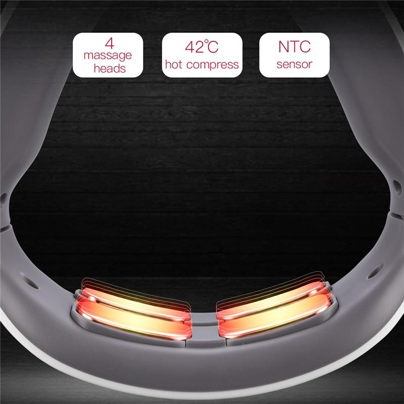 Электрический массажер для шеи EMS, импульсный массажер для спины, 6 режимов, массажер для головы и шейного отдела позвоночника, беспроводной интеллектуальный массажер для плеч, облегчение боли с помощью горячего компресса