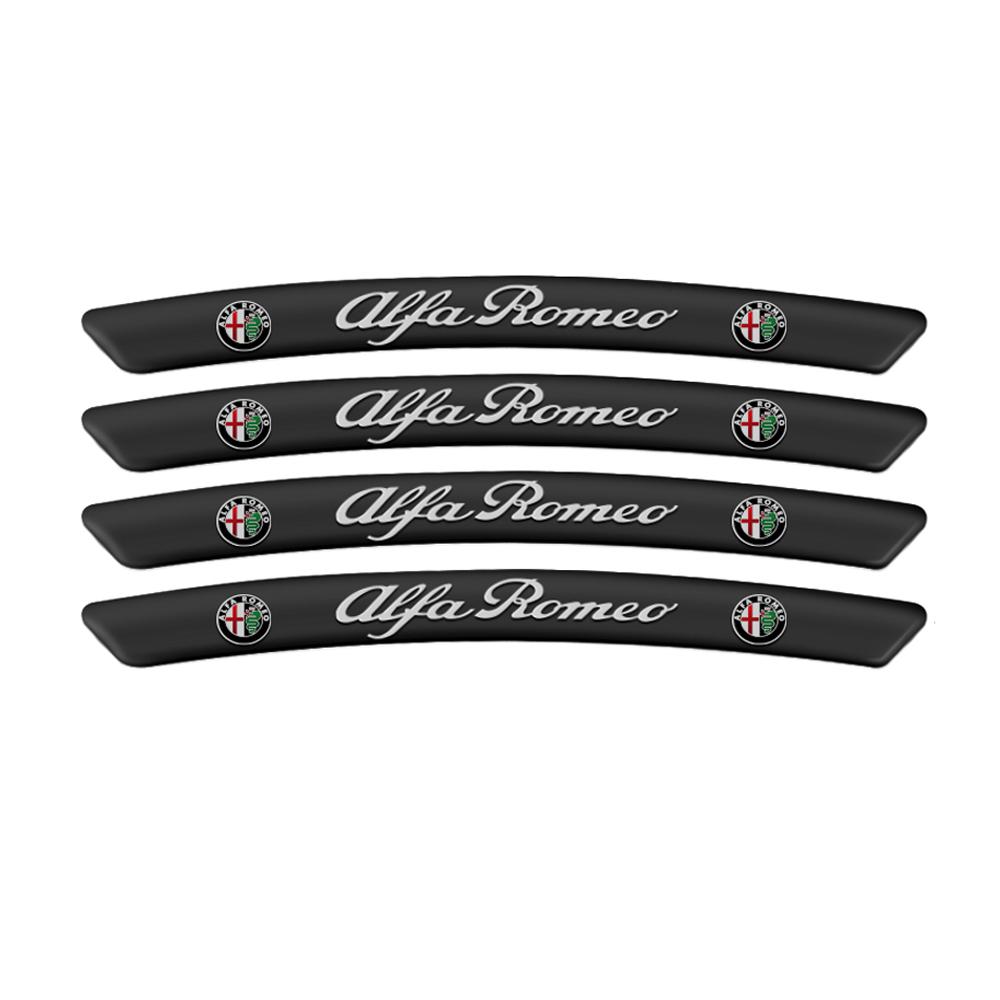 MVGJX1 4pcs 3D Aluminum Car Wheel Rim Stickers Emblem Decoration Decal For Alfa Romeo Giulia 159 Giulietta Mito 147 Stelvio Accessories