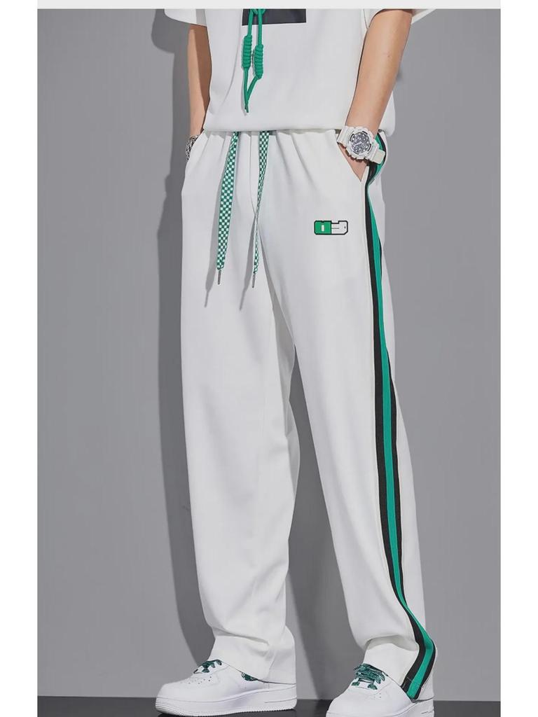 Мужские модные летние широкие брюки в полоску - свободный покрой, повседневный спортивный стиль