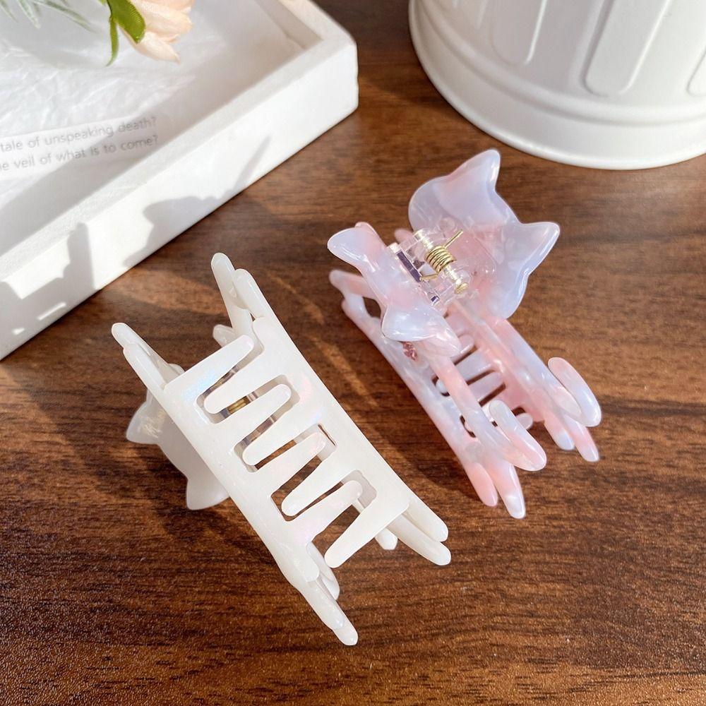 Cartoon Rhinestone Hair Clip Y2k Shark Clip Personalized Acetate Cat Hair Claw Girl
