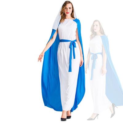 Halloween Greek Mythology Virgin Mary Dress Cape Cosplay Costume Stage Performance
