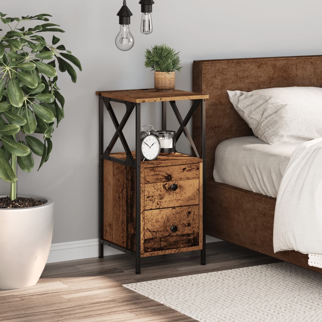 Nightstand with Rustic Wood Look 34 x 35.5 x 70 cm Engineered Wood