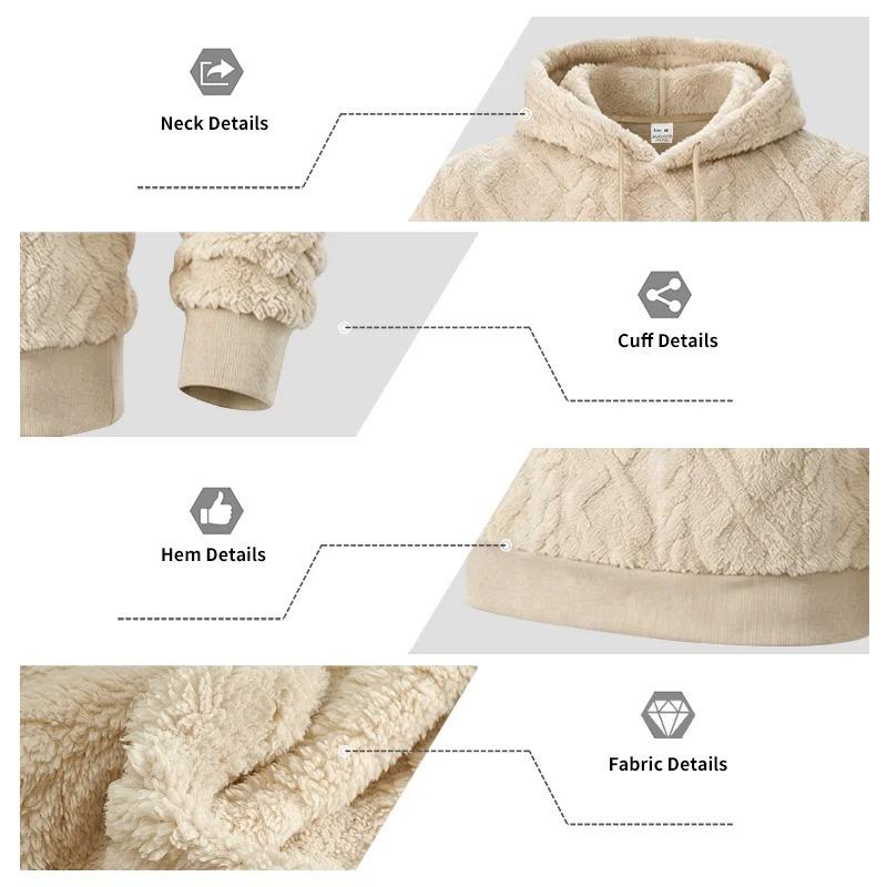 Men S Jacquard Fleece Hooded Pullover Sweatshirt Casual Winter