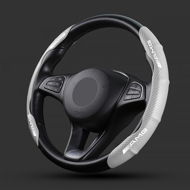 2pcs Carbon Fiber Non-Slip Steering Wheel Cover Car Accessories For Mercedes Benz AMG W212 W205 W246 W177 W176 W213 GLC GLE GLS ML Welcome Projection
