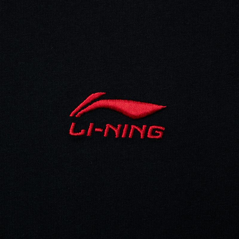 Мужские футболки Li Ning Черные с круглым вырезом Тонкие Прямой крой AHSW775-3