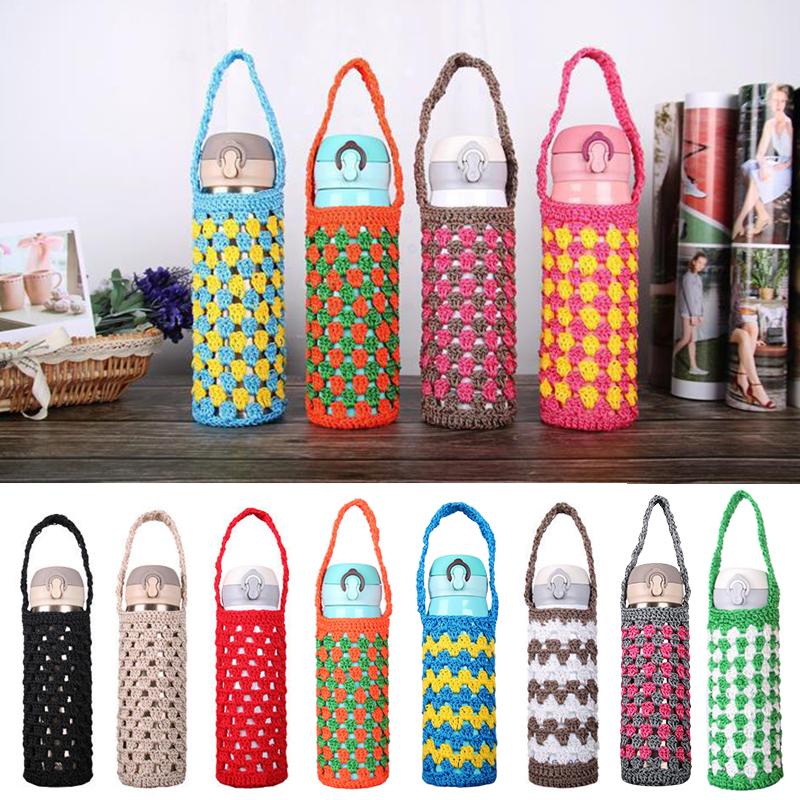 Портативный термос с ручкой, чехол для бутылки с водой, 400-600 мл, чехол для вязания крючком, держатель для бутылок с водой, сумка, чехол