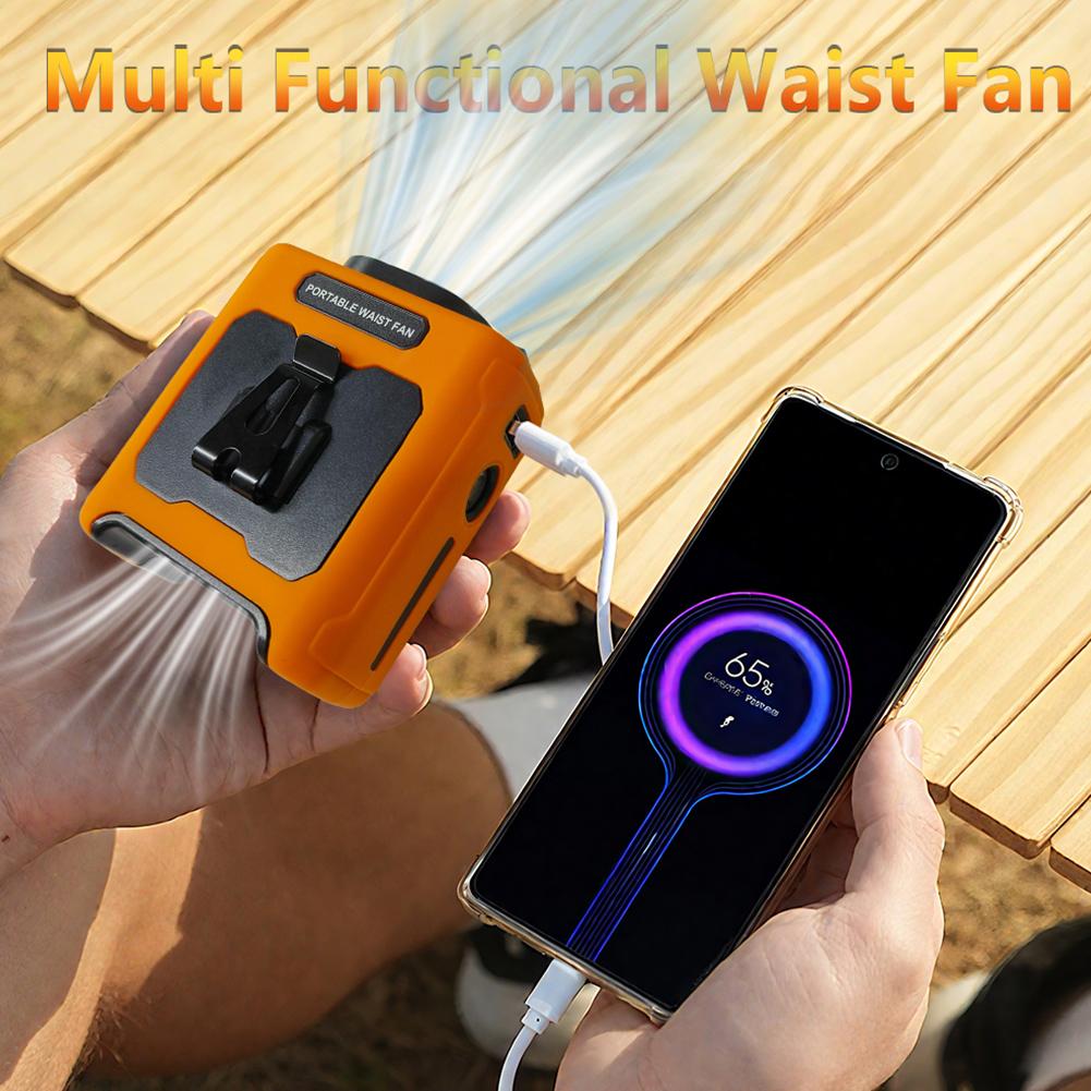 Портативный поясной вентилятор с Power Bank, охлаждающий поясной вентилятор, бесщеточный мотор, ремень, персональный вентилятор для охлаждения для спорта, готовки, работы на открытом воздухе