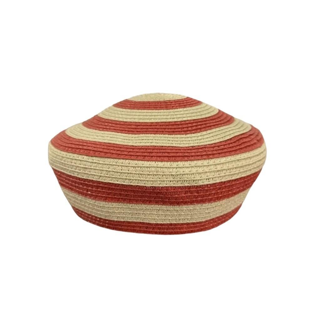 Color Block Dome Cap Paper Straw Sun Hat Brim Hat Straw Top Hat  Daily Wear