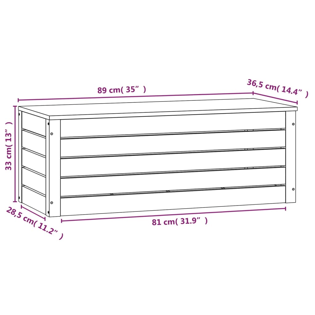 Storage Chest 89 x 36.5 x 33 cm Solid Pine Wood