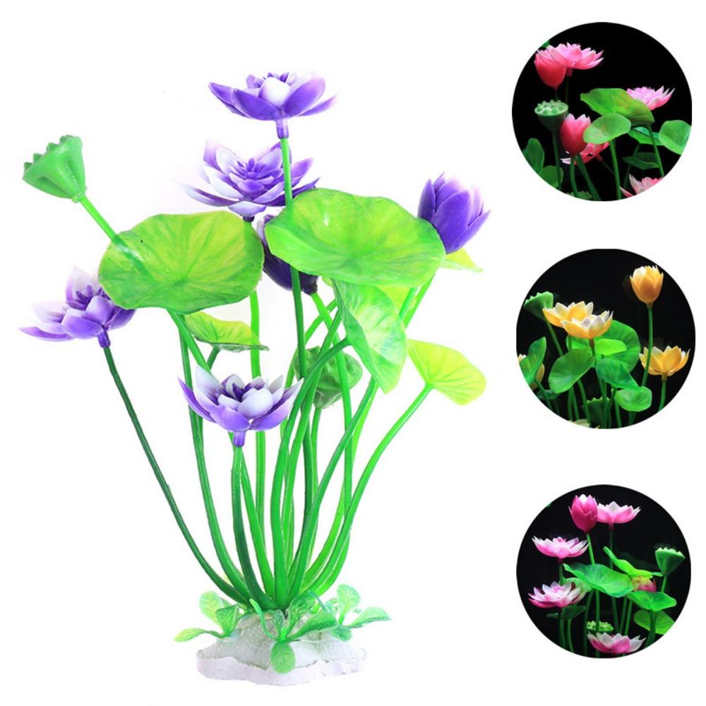 for Fish Tank Decor Beautiful Plasitc Water Grass Artificial Lotus Lotus Ornaments Aquatic Flower