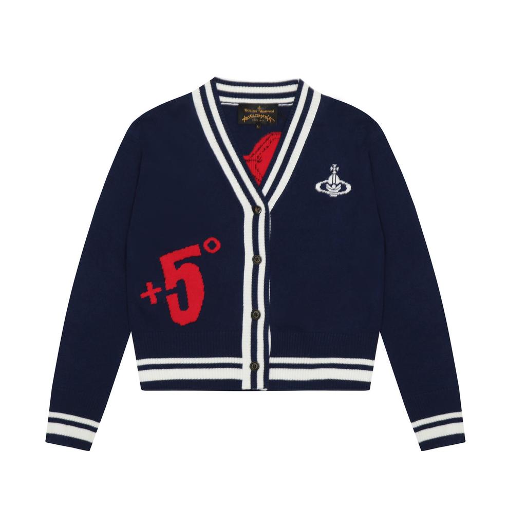 25SS Тонкий вязаный свитер Vivi Saturn с вышивкой и воротником-жабо - Корейская весенне-осенняя коллекция