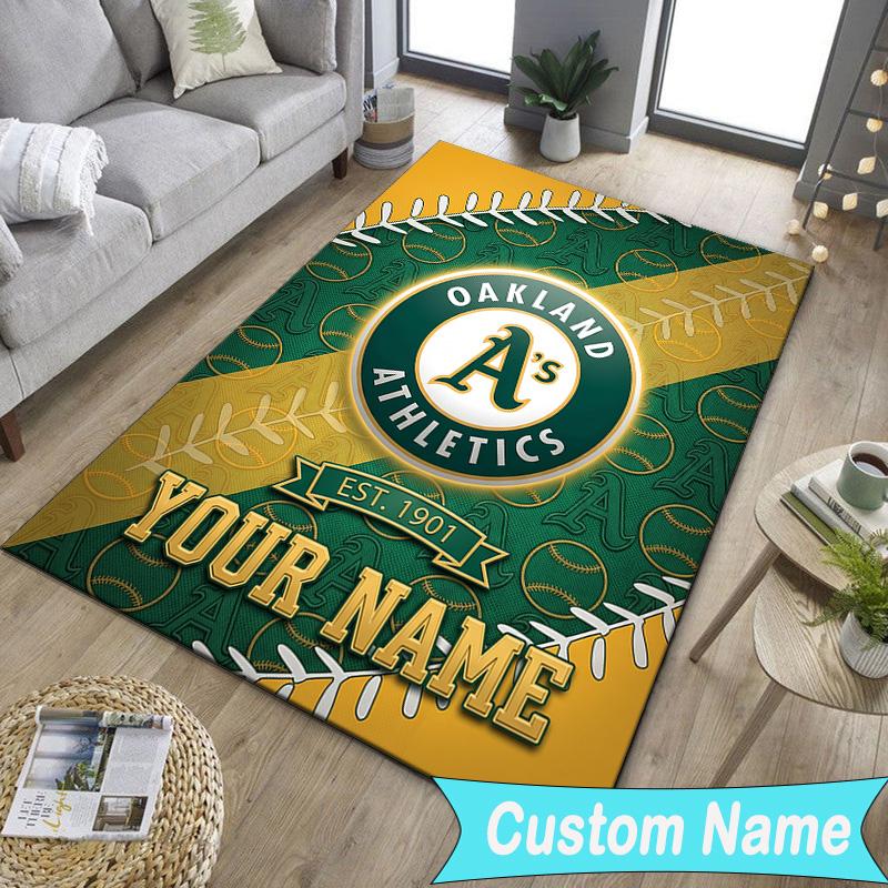 Custom NameAthletics Oakland Emblem Carpet, Indoor Rug, Chair Rug, Living Rooms, Doormat Made From Polyester Home Decor Birthday Christmas Gifts