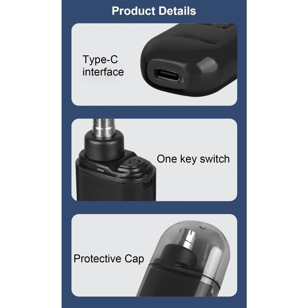 Триммер-машинка для стрижки волос в носу для мужчин, USB-перезаряжаемый, профессиональный, безболезненный, портативный, электрический триммер для бровей, ушей, носа