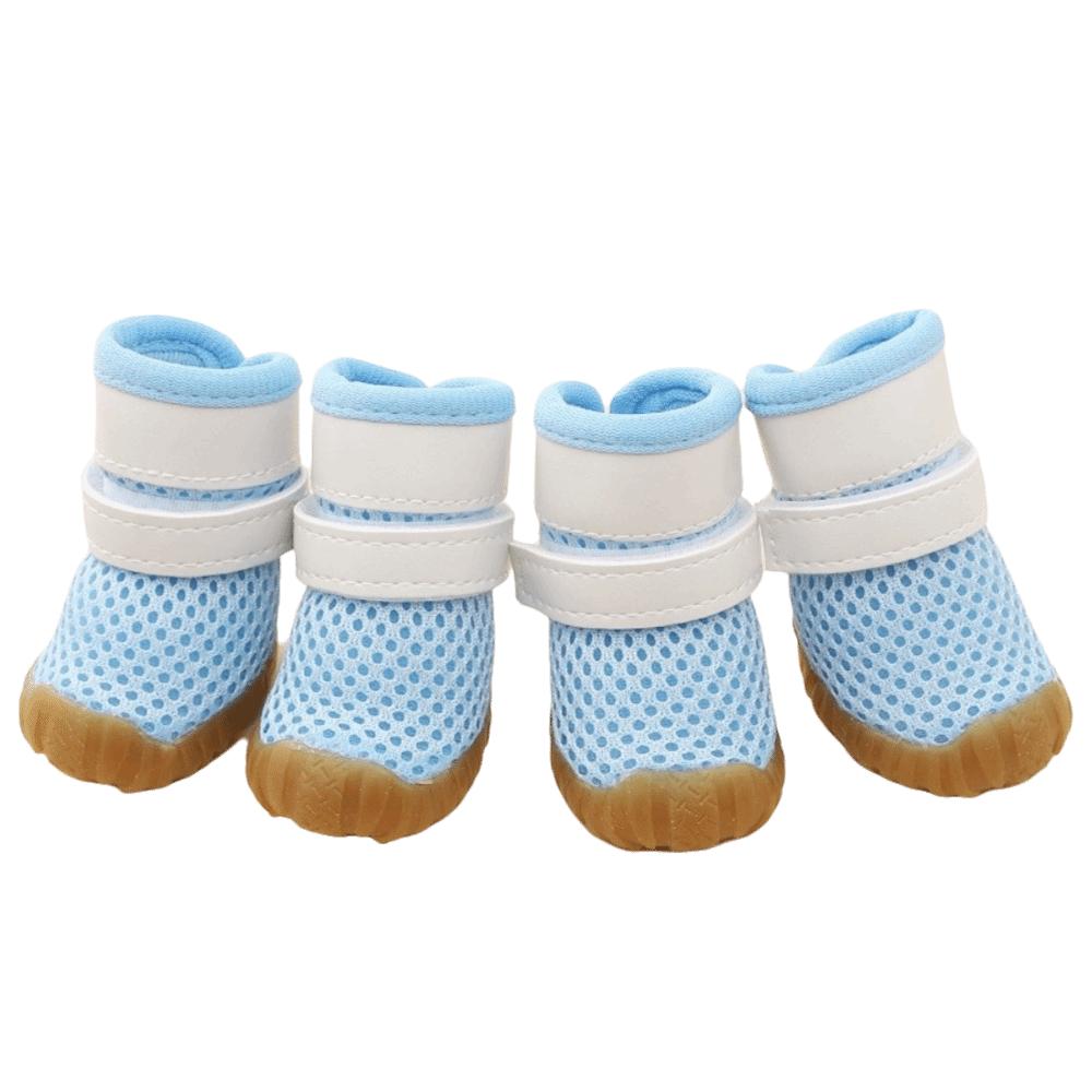 Breathable Dog Mesh Shoes Rubber Sole Adjustable Dog Paw Protectors Hollow Out Wear-resistant Anti-Slip Dog Boots