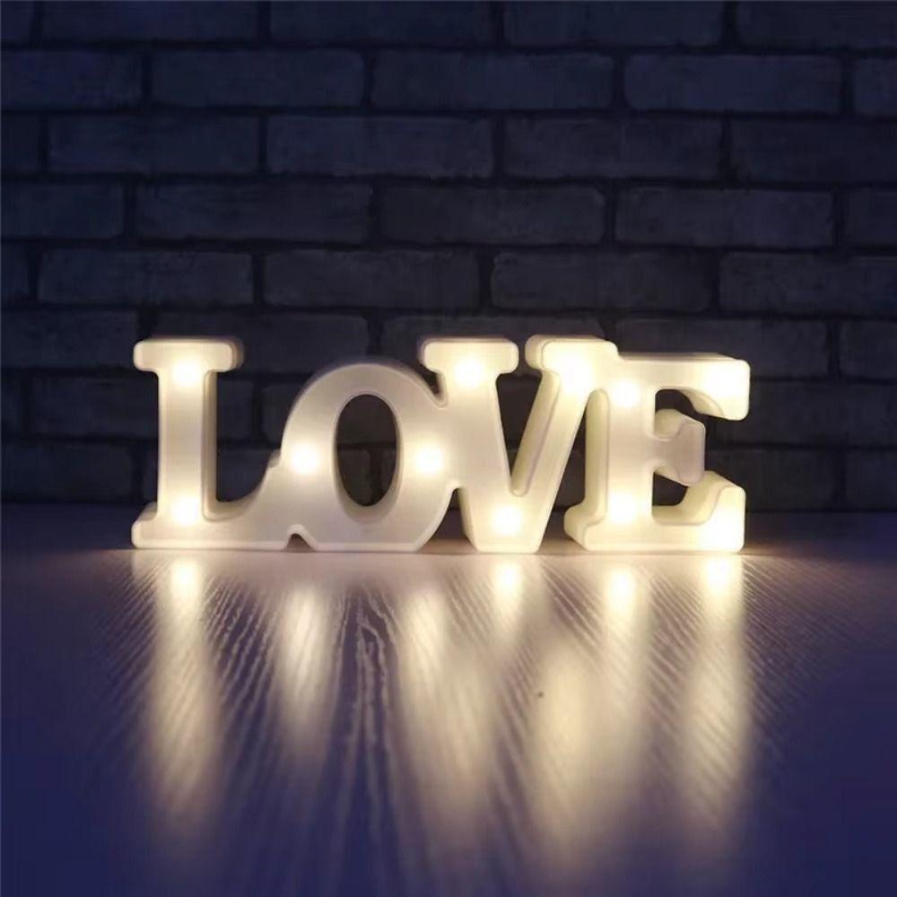 Warm Light LED Night Light Plastic Material Heart Marquee Lamp Table Lamp Valentine's Day