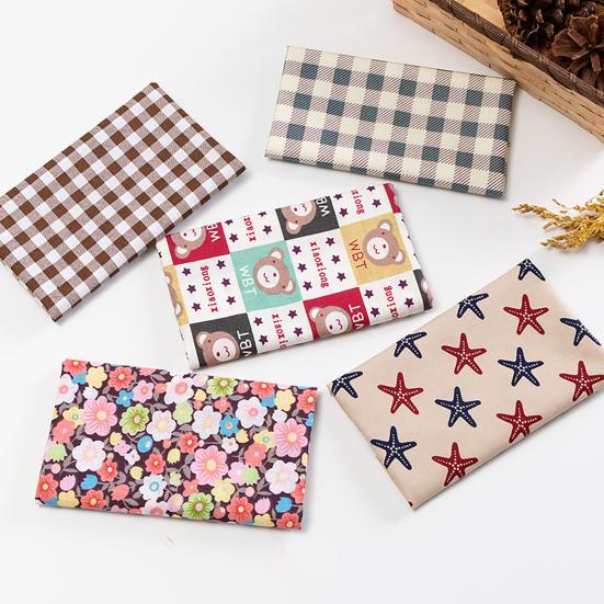 5Pcs/Set Patchwork Cloth Fadeless Abrasion-resistant Breathable Cuttable Washable Floral Printed Twill Needlework Cloth for Sewing Shop