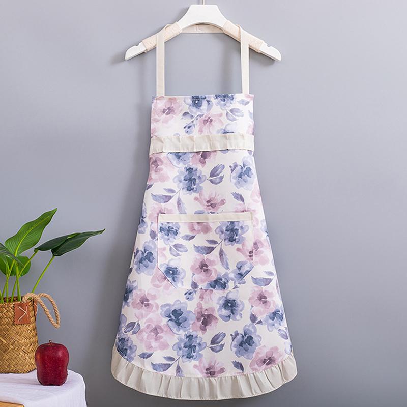 Хлопковый холст с цветочным принтом для женщин, кухонный маслостойкий фартук с карманами и регулируемым поясом, водонепроницаемый фартук без рукавов