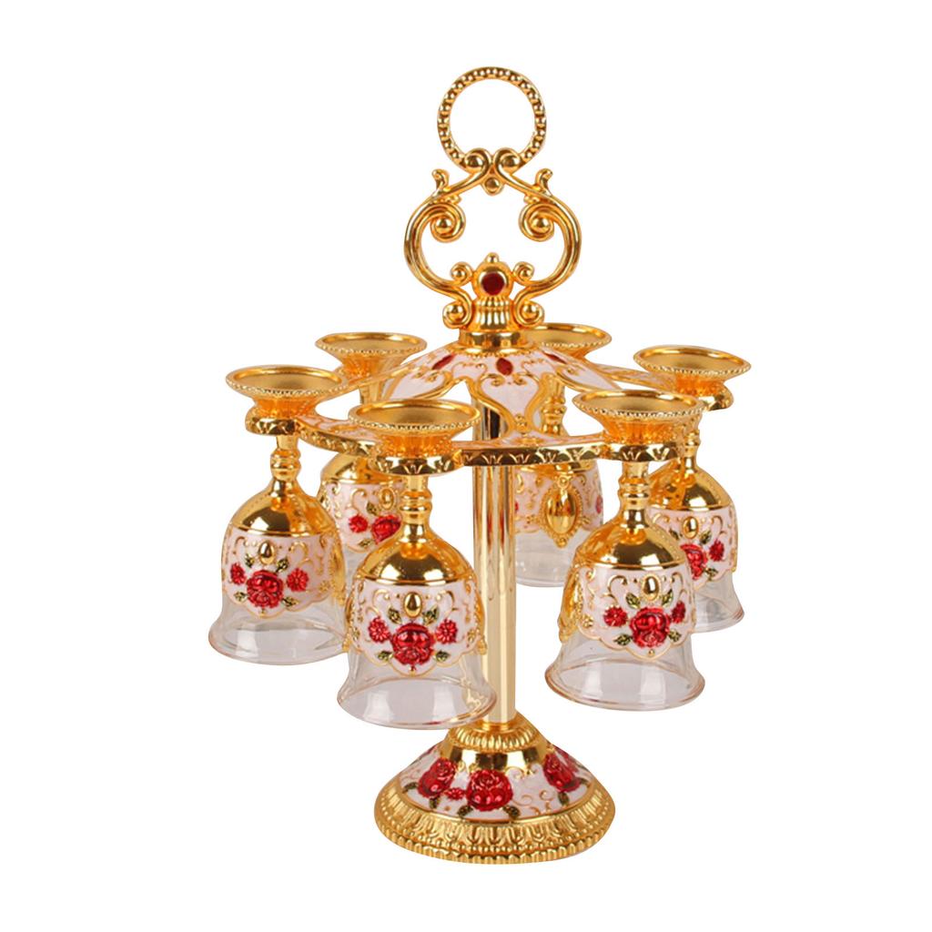 6 шт. Китайская чаша в стиле ретро из цинкового сплава, стеклянная, с тисненым цветочным узором, чашка для сутенера для вечеринки