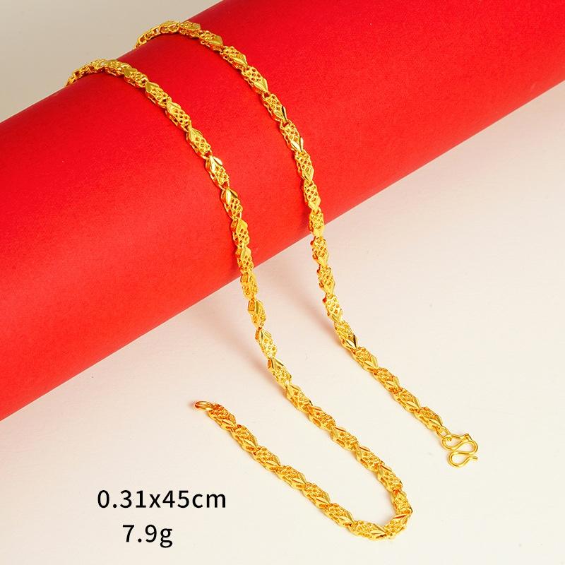 Ювелирные изделия из золотого песка для женщин, долговечная стойкость цвета, высококачественные аксессуары для ключичной цепи Niche, имитация золотой цепи