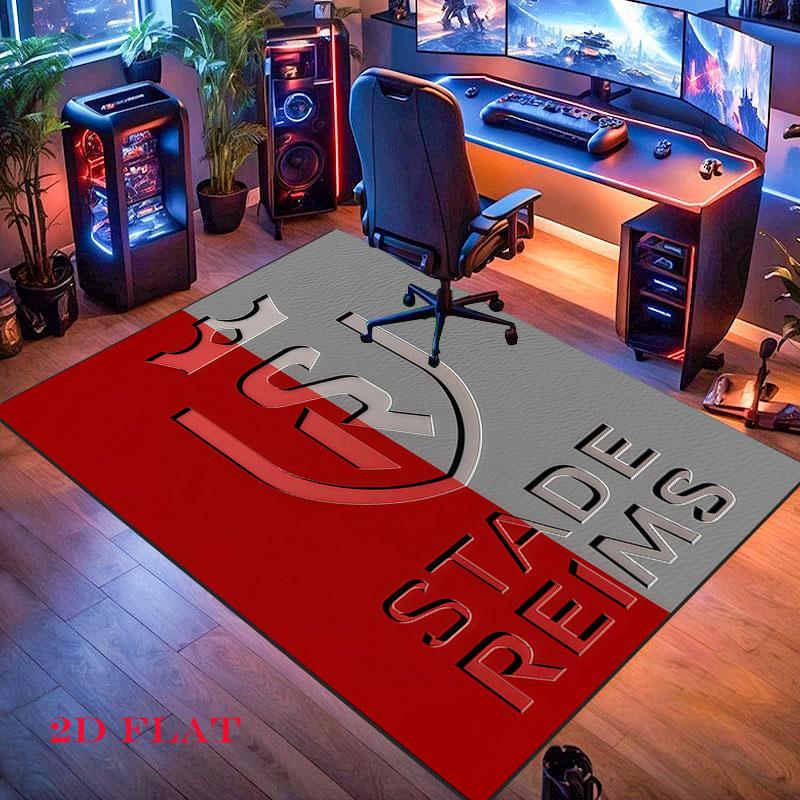 Stade de Reims poster Carpet Rug for Living Room Bedroom Home Sofa Decoration,Kids play Nonslip Floor Mat