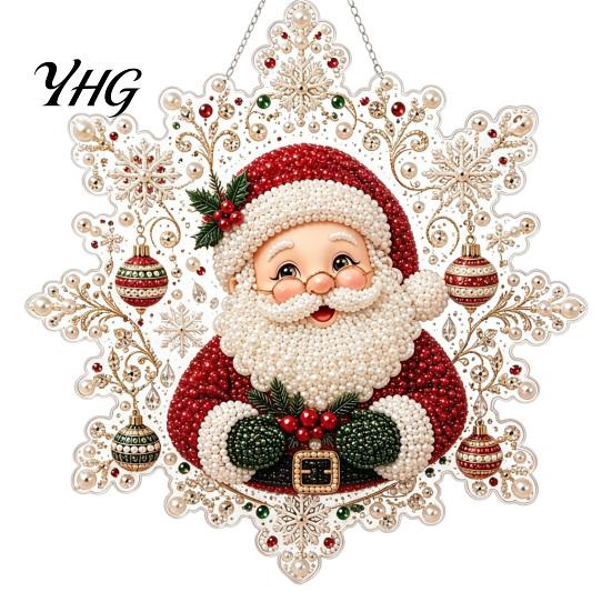 Acrylic Snowman Pendant Decorations Christmas with Metal Chain, Double-sided Printed 2D Snowflake Romantic Winter Seasonal Pendant, Wall Window