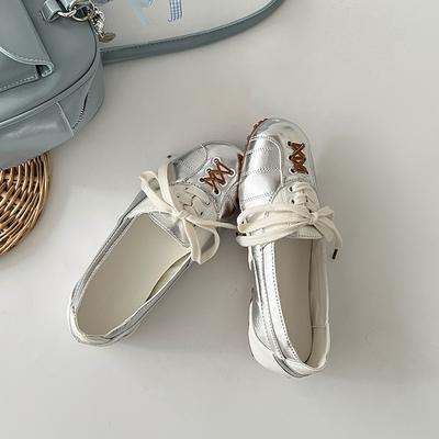 Модные женские балетки в корейском стиле 2025 осень новый дизайн чувственность плоская подошва завязки взрослая модель стиль колор-блок