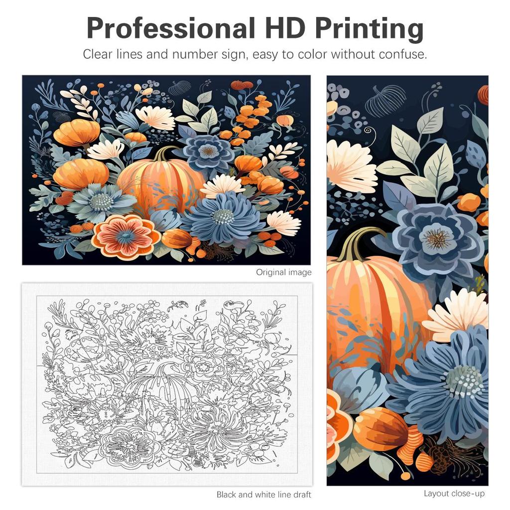 RUOPOTY Frame Painting By Numbers Kits For Adults Oranges Pumpkin Flower Picture By Number On Canvas Wall Art 40x50cm