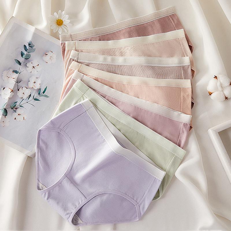 7Pcs Women's Panties Cotton Underwear Week Pants Girls Briefs Solid Panty Breathable Underpants Sexy Low Waist Female Lingerie