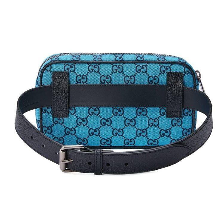 GUCCI GG Multicolor Canvas With Leather Fanny Pack Unisex Blue/Dark Blue 658657-2UZAN-4487
