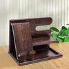 Wood Phone Docking Station Key Holder Desk Organizer Men Gift NightStand Wallet Stand for