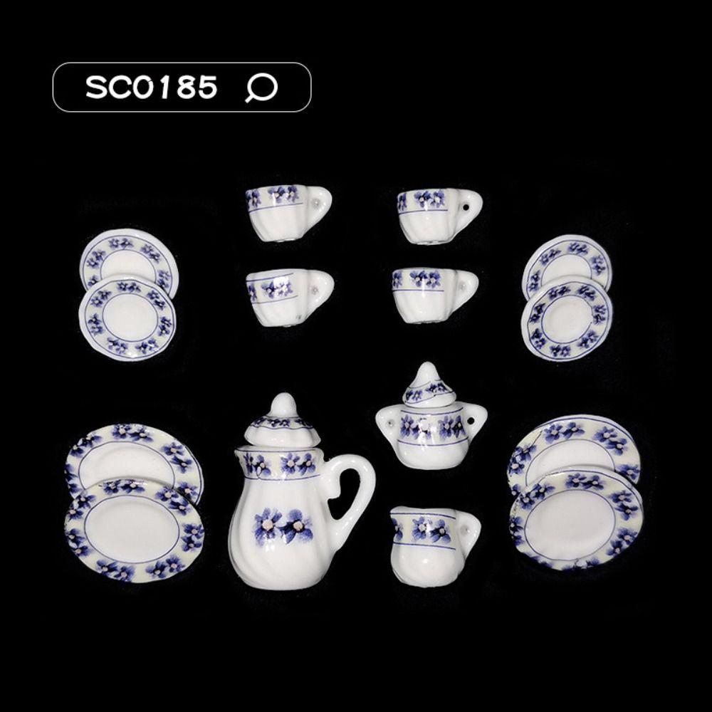 Tableware Dollhouse Miniature Tea Set Miniature Porcelain Tea Cup Set Doll House Accessories