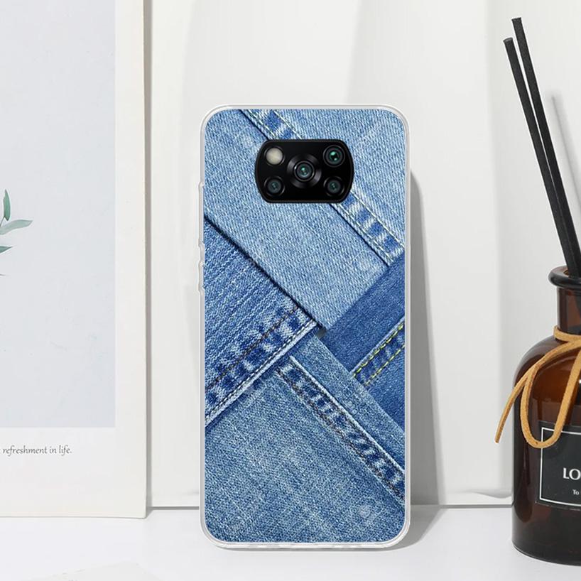 Jeans Cowboy Denim Printed Phone Case For Xiaomi Poco X7 X6 X5 M7 M8 Pro F7 Ultra Redmi 15C 15 13C 13 12C 12 10 10C 10A Art Fund