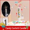 Музыкальные поющие свечи для торта с конфетти-фонтаном с конфетами для вечеринок по случаю дня рождения