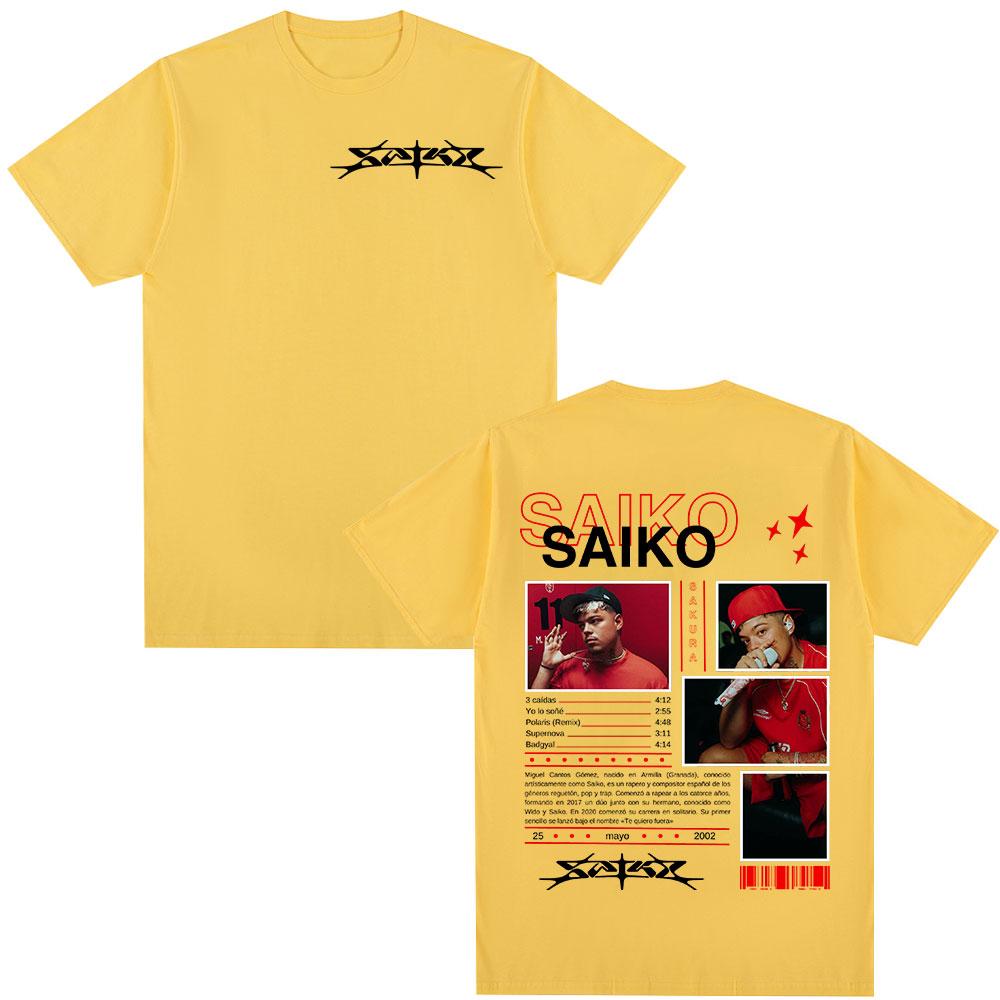 Футболка с мерчем альбома рэпера SAIKO SAKURA Мужская Женская Мода Хип-хоп Футболка Повседневная 100% Хлопок Короткий Рукав Оверсайз Футболка