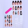 Fresh and sweet almond-shaped French leopard print petal ins press-on nails, 24 pieces of fake nails