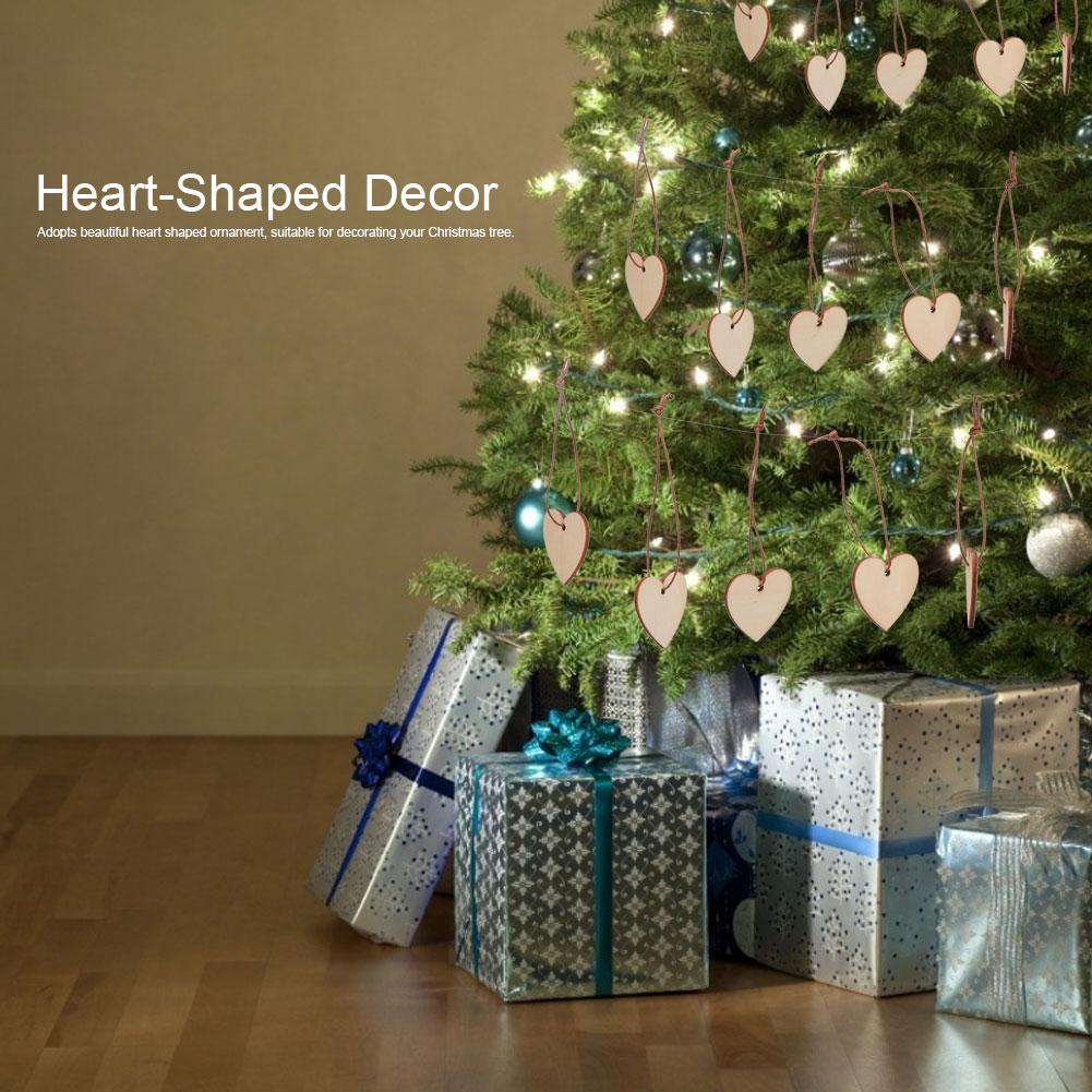 100Pcs Lovely Heart Shaped DIY Craft Hanging Decoration Ornament for Home Wedding Christmas Tree