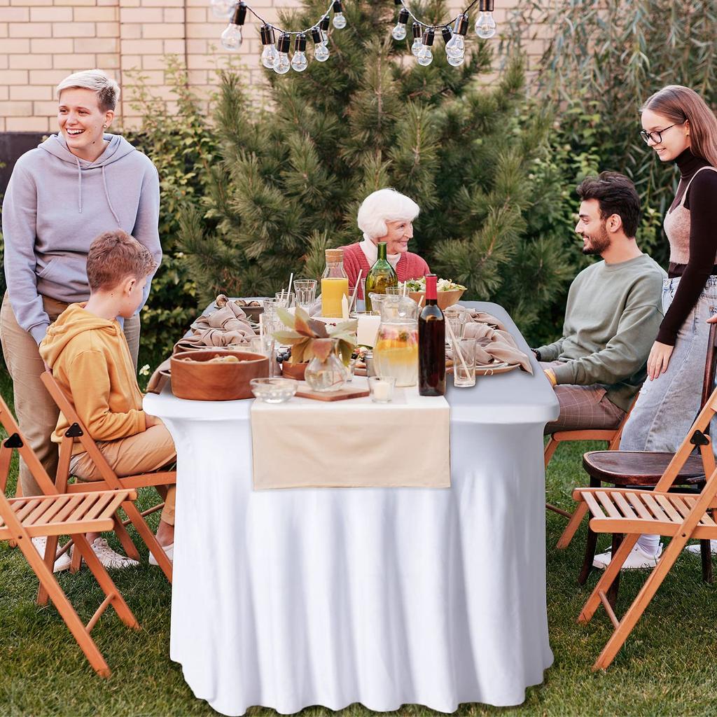 Покрывало для стола из спандекса 6 футов/8 футов, эластичные скатерти с юбками для прямоугольных столов, эластичные скатерти на резинке