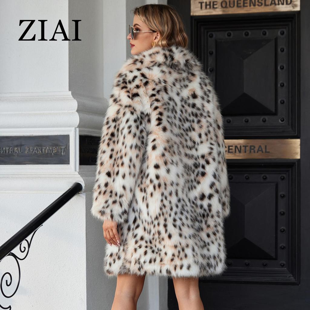 ziai Длинное искусственное меховое пальто для женщин 2024 года, зимняя свободная меховая куртка-кардиган большого размера, стильное женское роскошное меховое пальто для девочек ZN-30183
